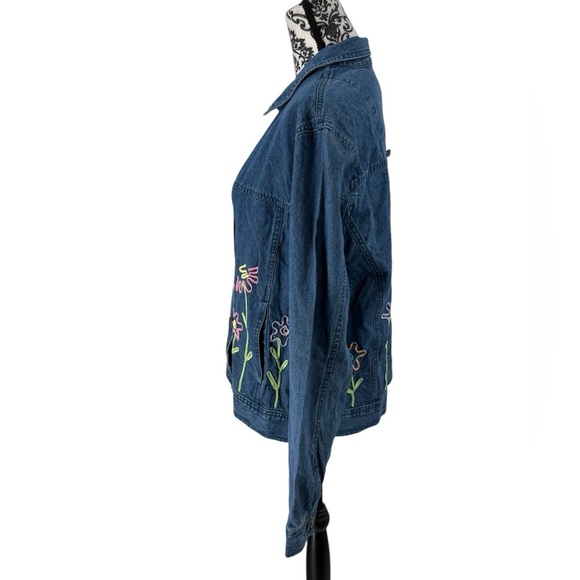 Vintage Mandal Bay Embroidered Floral Denim Jacket 100% Cotton Boho Cottagecore - Picture 8 of 12